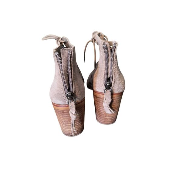 Gianni Bini Ankle Boots Womens 6.5 Brown Bohemian Cutout Peep Toe Lace Up Suede - Picture 2 of 5